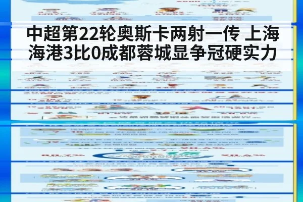 中超第22轮奥斯卡两射一传 上海海港3比0成都蓉城显争冠硬实力